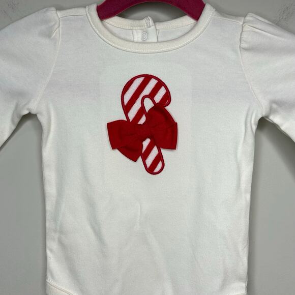 Gymboree Candy Cane Long Sleeve Bodysuit Size 0-3 Mon. NEW Christmas Holiday - Picture 2 of 10